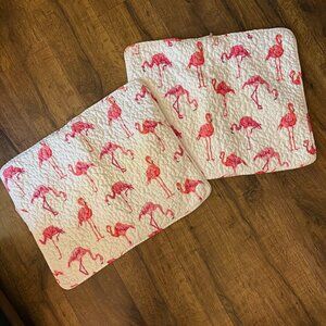 Pair of Standard-Size Quilted Flamingo Tie-Back Pillow Shams by Oceanside